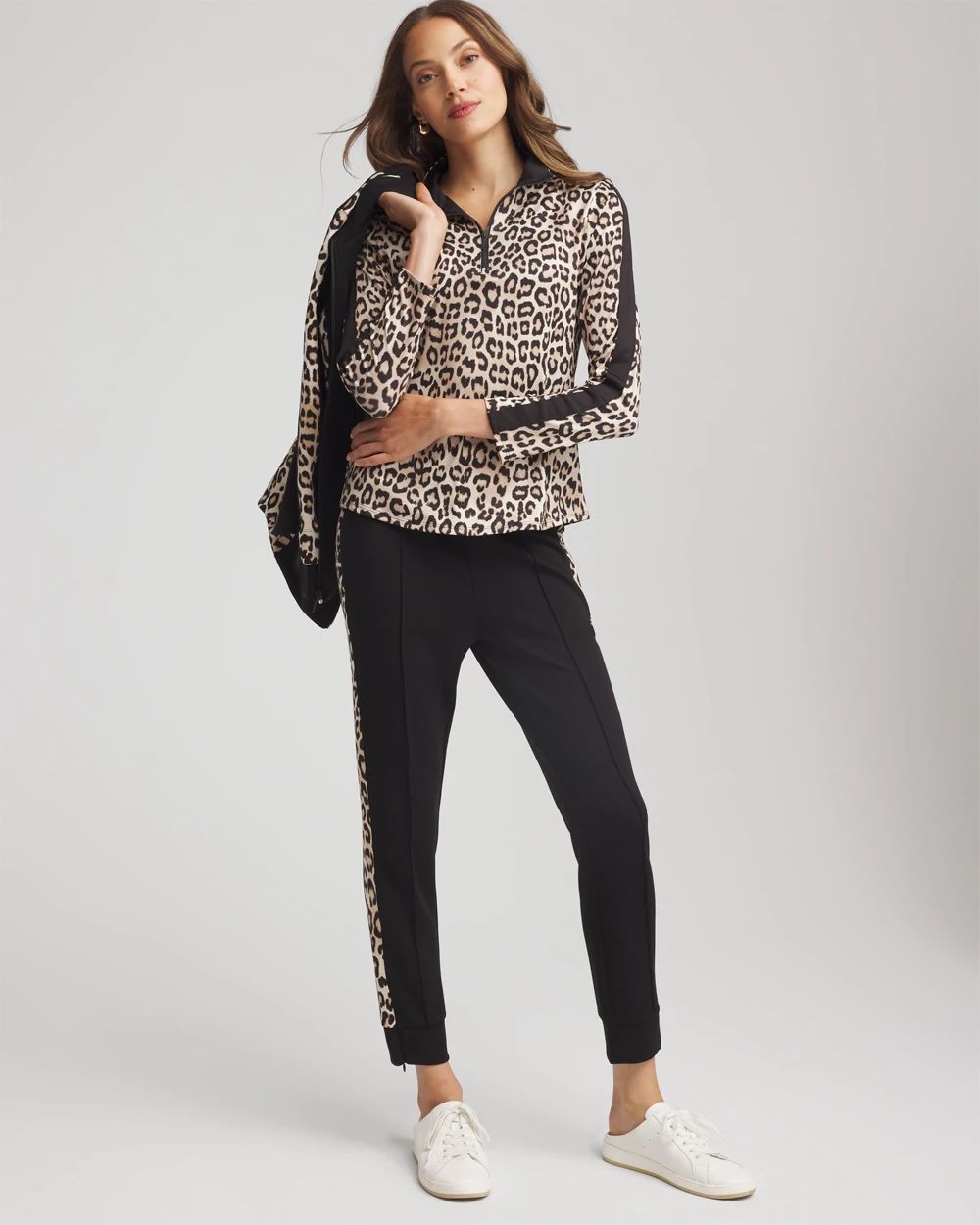 Zenergy® UPF Animal-Print Half-Zip Pullover Top | Chico's
